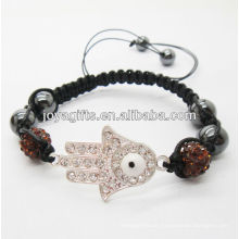 Pulsera tejida shamballa del hamsa de la manera